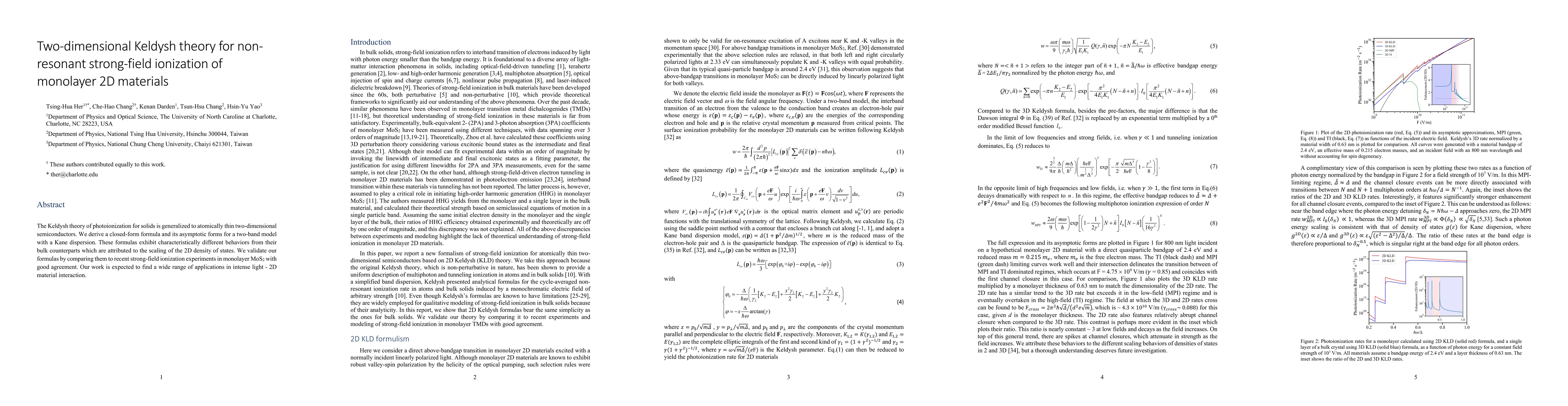 Thumbnail for Two-dimensional Keldysh theory for non-resonant strong-field ionization
  of monolayer 2D materials