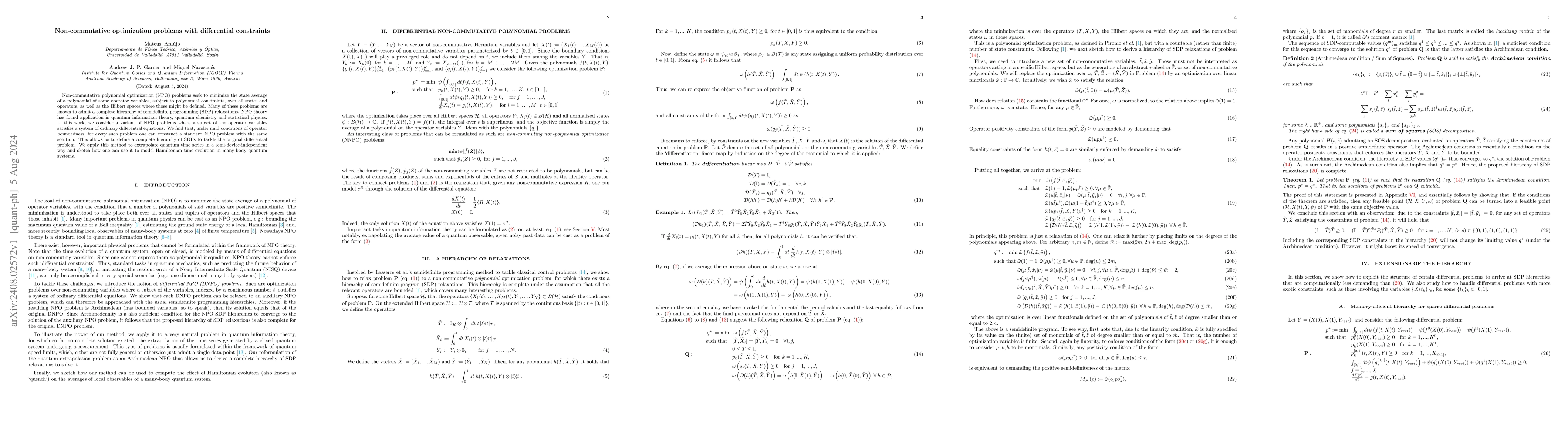 Thumbnail for Non-commutative optimization problems with differential constraints