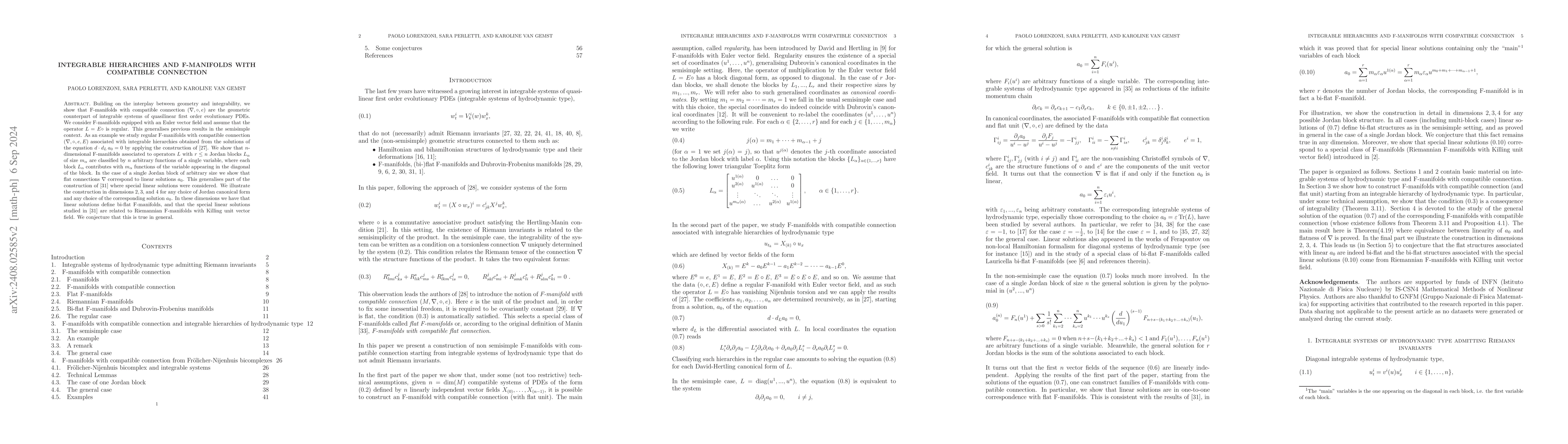 Thumbnail for Integrable hierarchies and F-manifolds with compatible connection