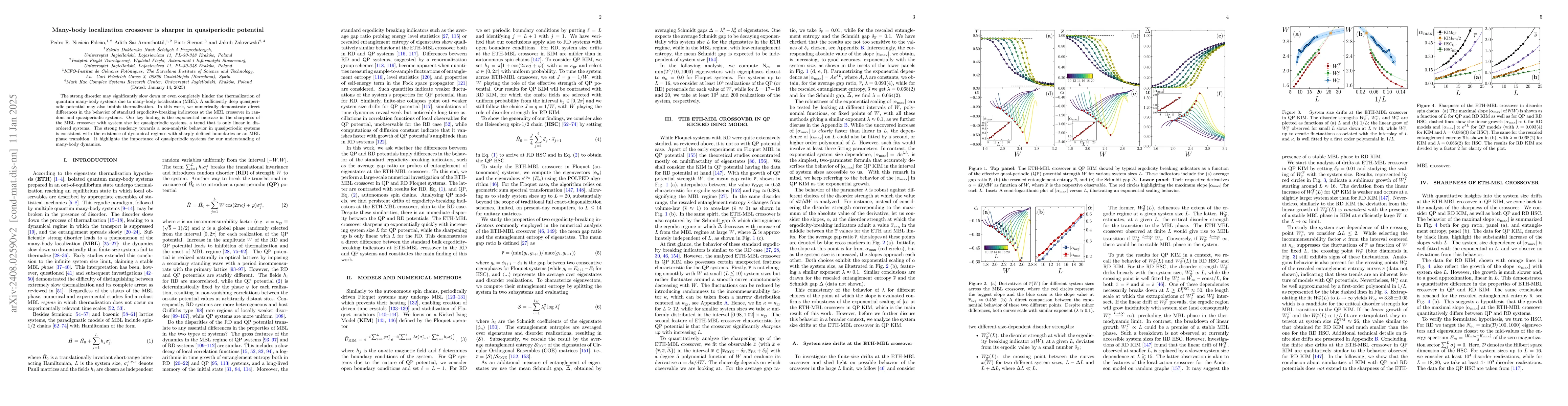 Thumbnail for Many-body localization crossover is sharper in quasiperiodic spin chains