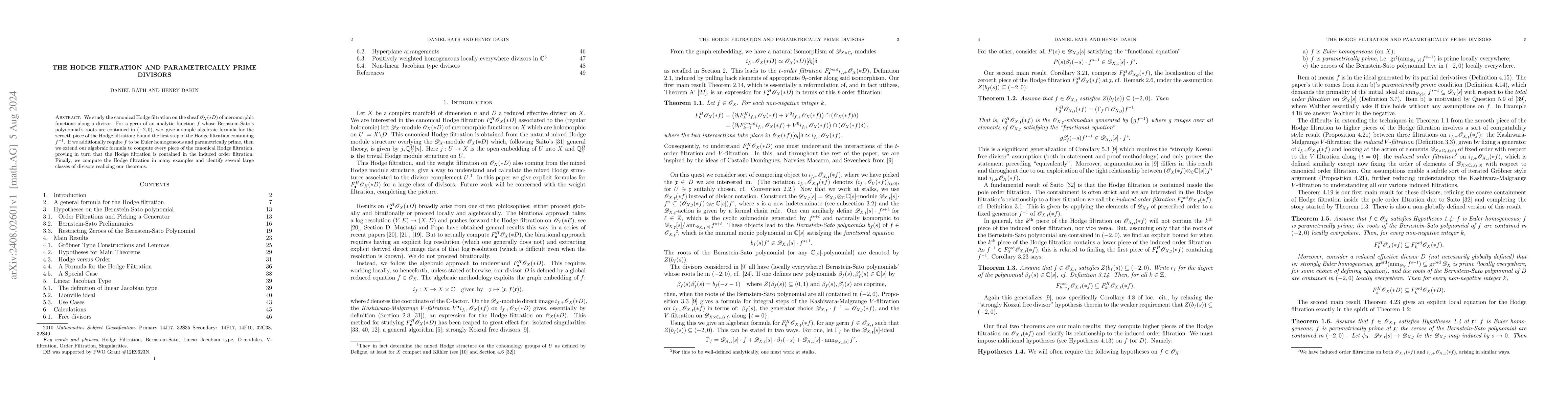Thumbnail for The Hodge filtration and parametrically prime divisors