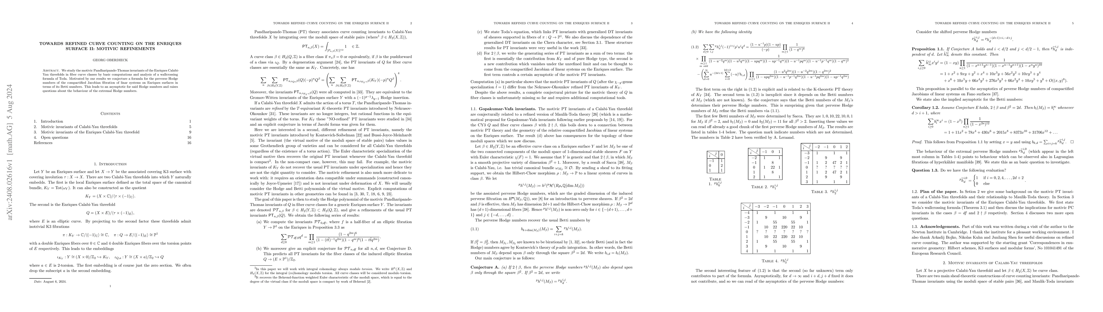 Thumbnail for Towards refined curve counting on the Enriques surface II: Motivic
  refinements