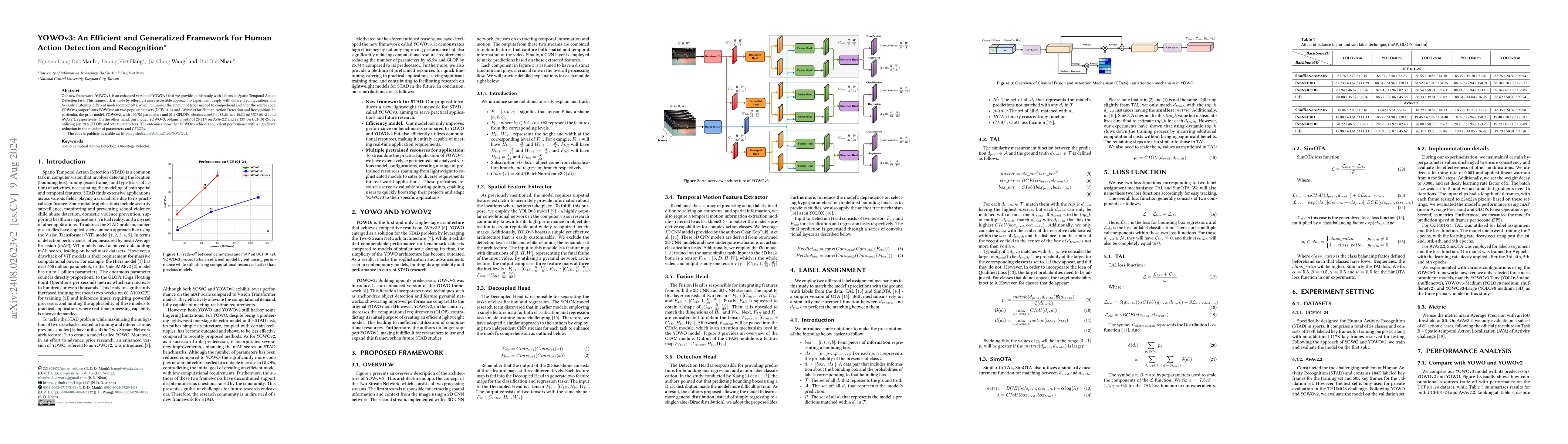 Thumbnail for YOWOv3: An Efficient and Generalized Framework for Human Action
  Detection and Recognition