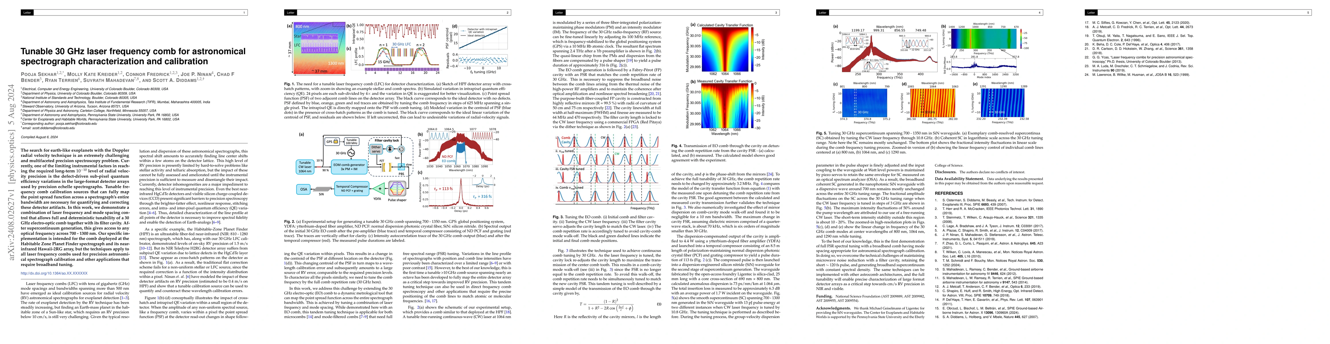Thumbnail for Tunable 30 GHz laser frequency comb for astronomical spectrograph
  characterization and calibration