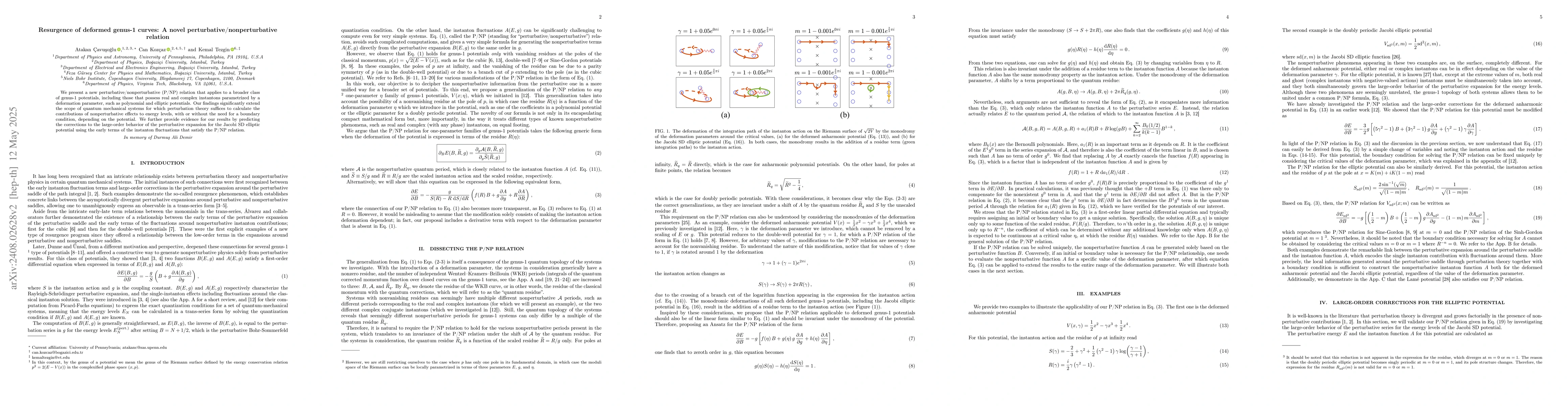 Thumbnail for Resurgence of deformed genus-1 curves: A novel
  perturbative/nonperturbative relation