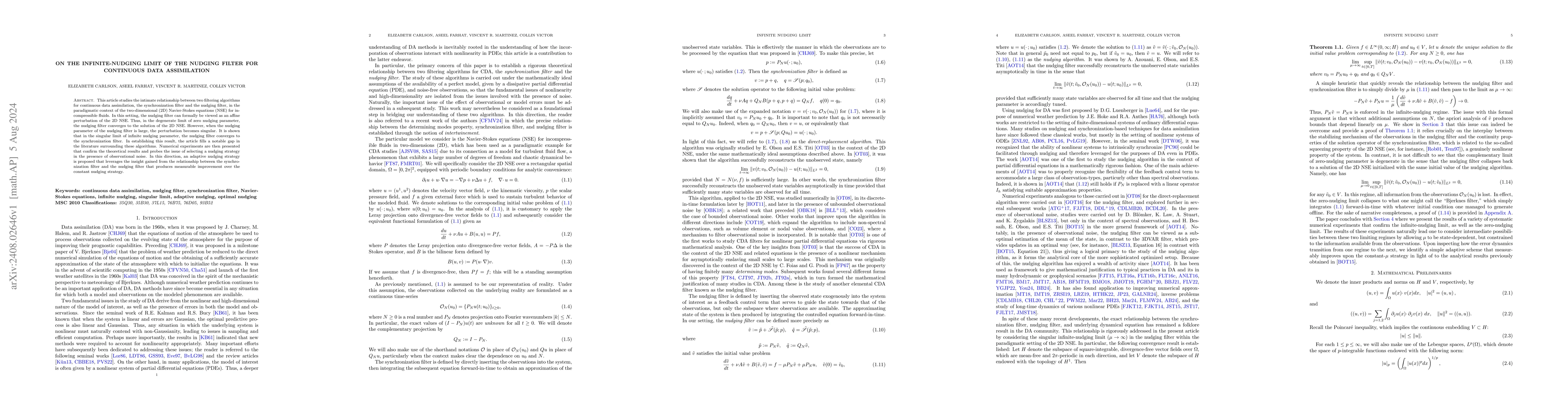 Thumbnail for On the Infinite-Nudging Limit of the Nudging Filter for Continuous Data
  Assimilation