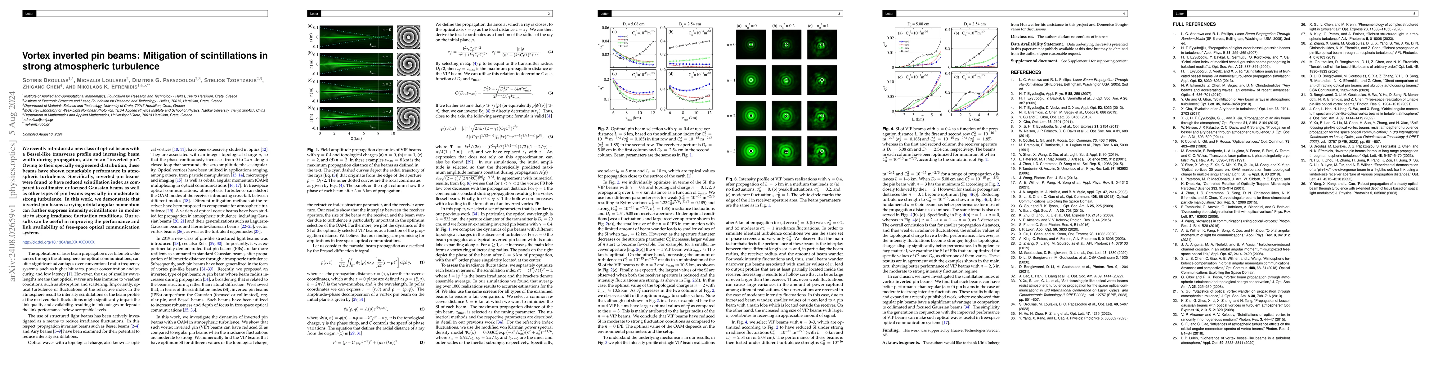 Thumbnail for Vortex inverted pin beams: Mitigation of scintillations in strong
  atmospheric turbulence