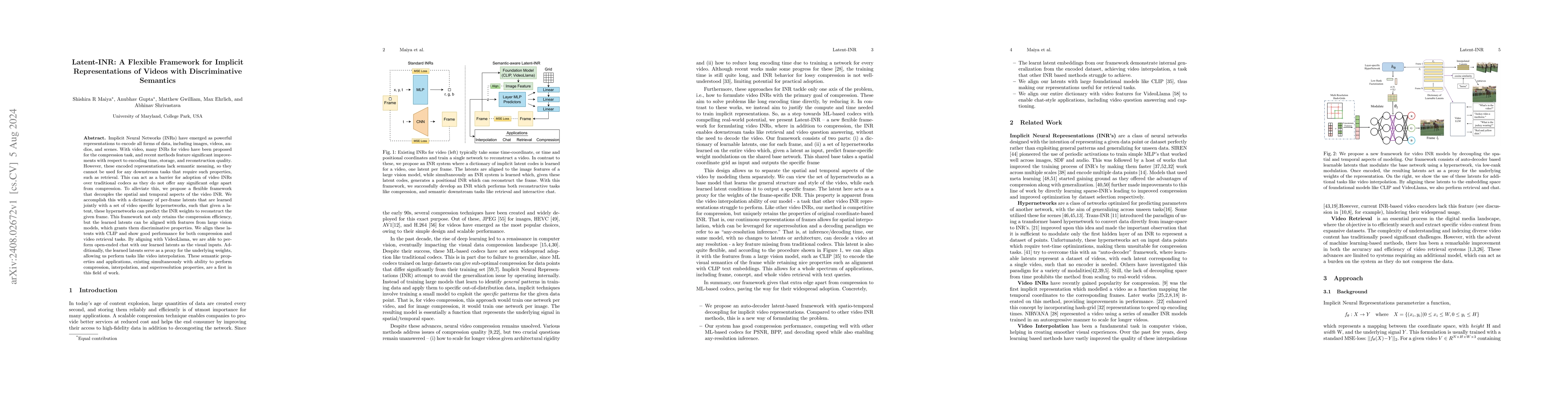Thumbnail for Latent-INR: A Flexible Framework for Implicit Representations of Videos
  with Discriminative Semantics
