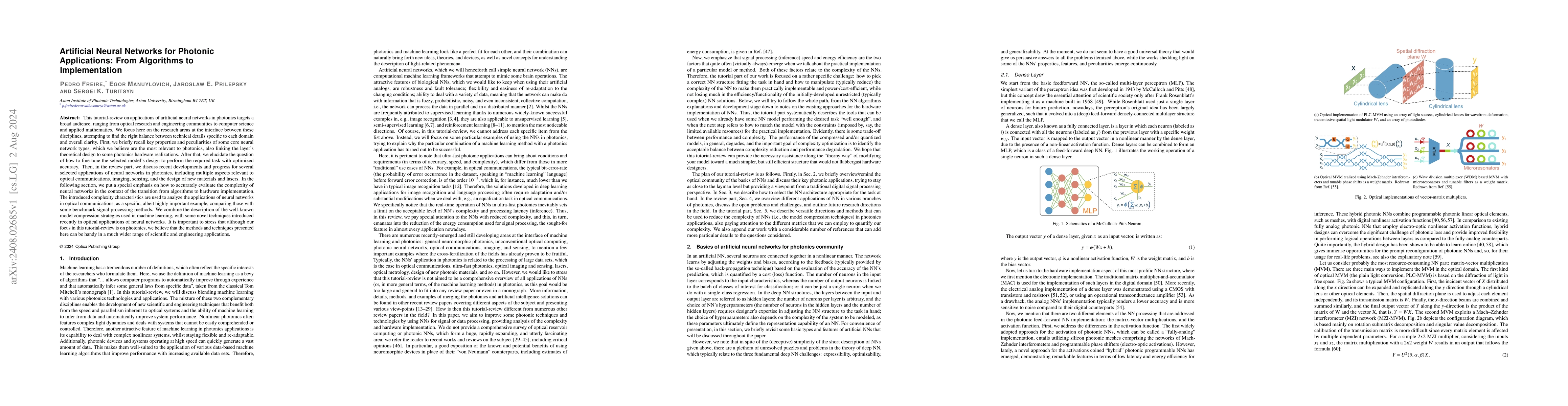 Thumbnail for Artificial Neural Networks for Photonic Applications: From Algorithms to
  Implementation
