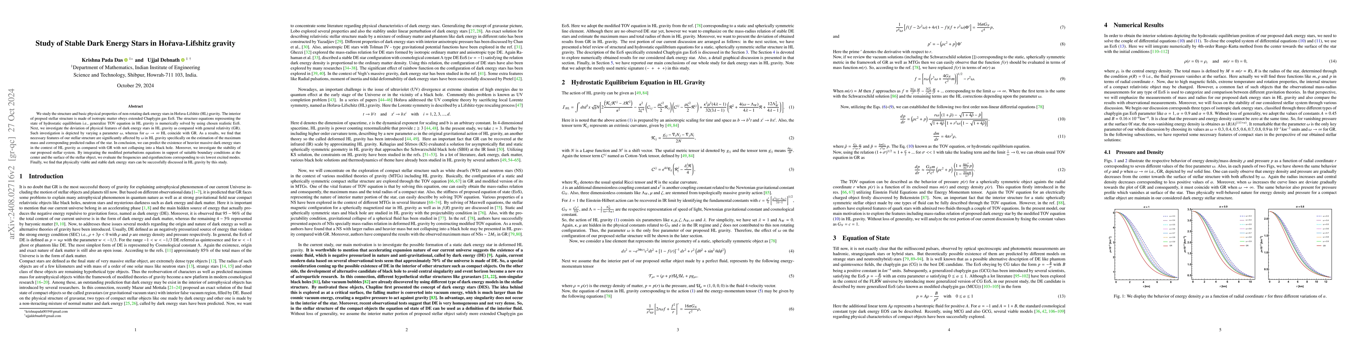 Thumbnail for Study of Stable Dark Energy Stars in Hořava-Lifshitz gravity