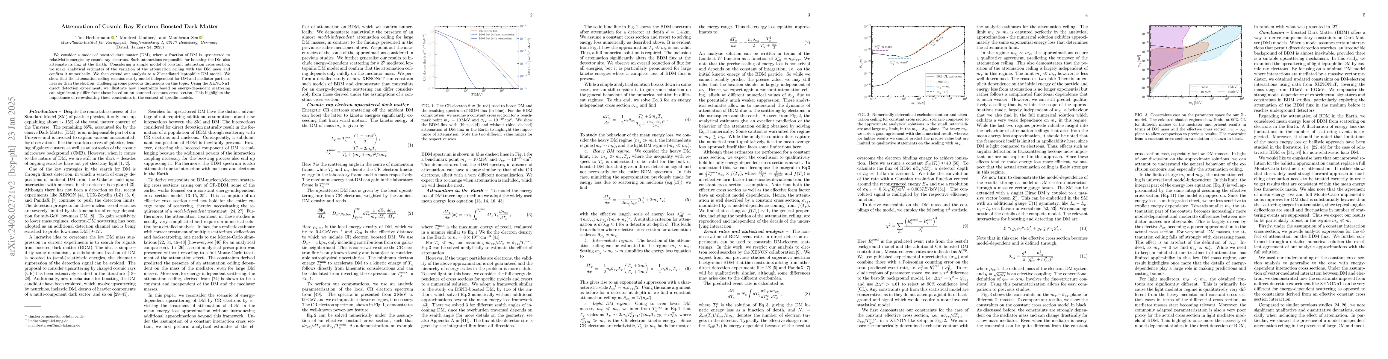 Thumbnail for Attenuation of Cosmic Ray Electron Boosted Dark Matter