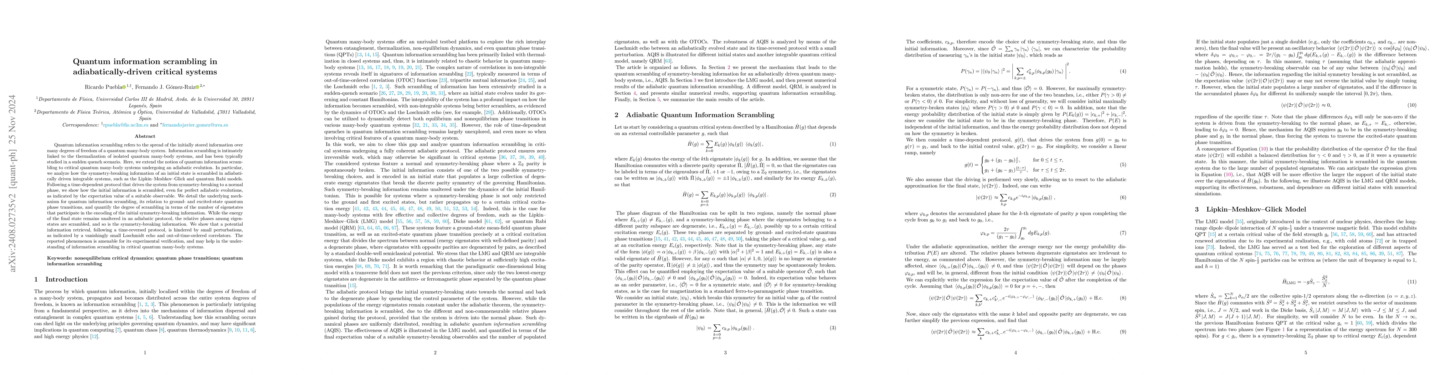 Thumbnail for Quantum information scrambling in adiabatically-driven critical systems
