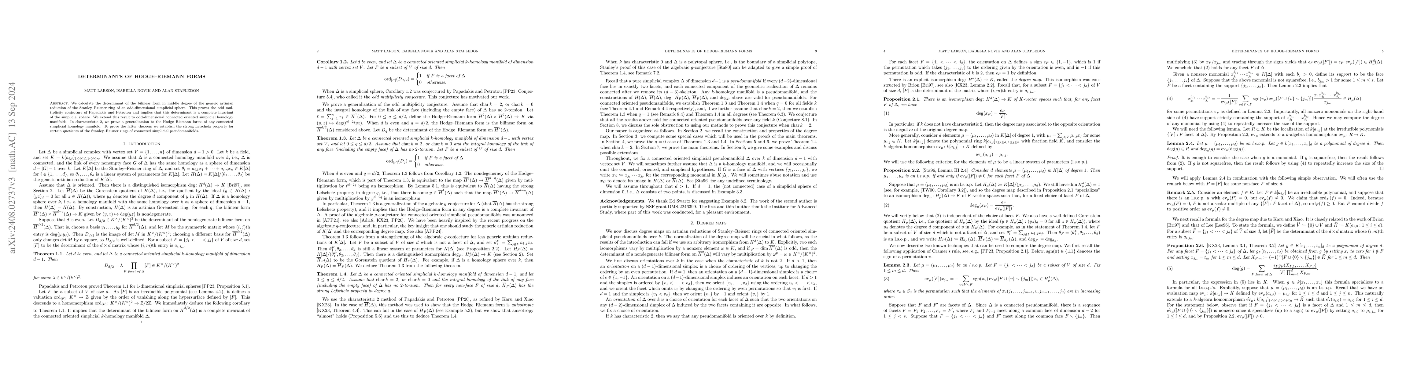 Thumbnail for Determinants of Hodge-Riemann forms