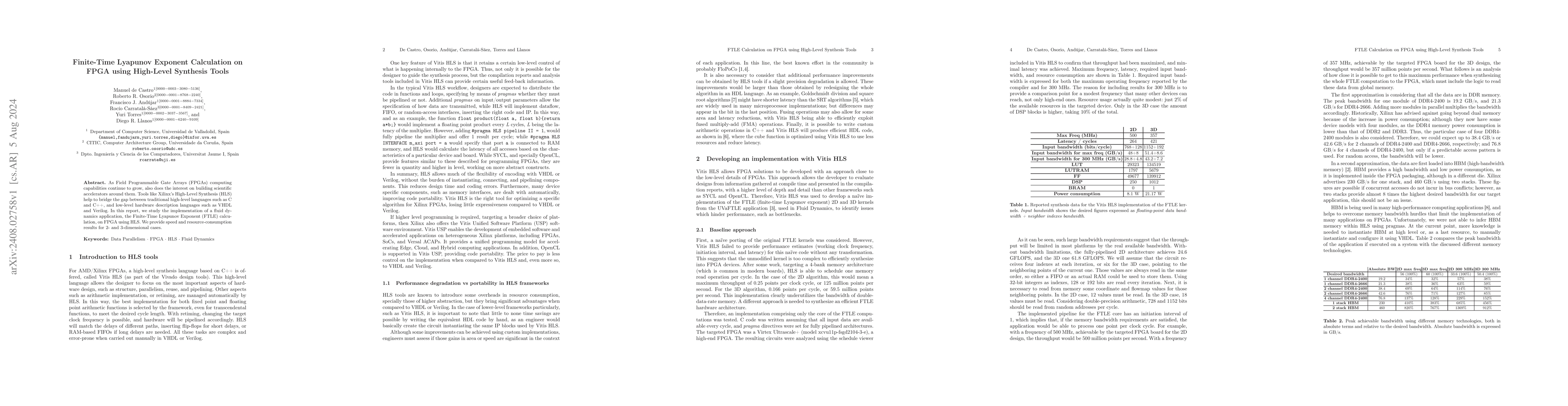 Thumbnail for Finite-Time Lyapunov Exponent Calculation on FPGA using High-Level
  Synthesis Tools
