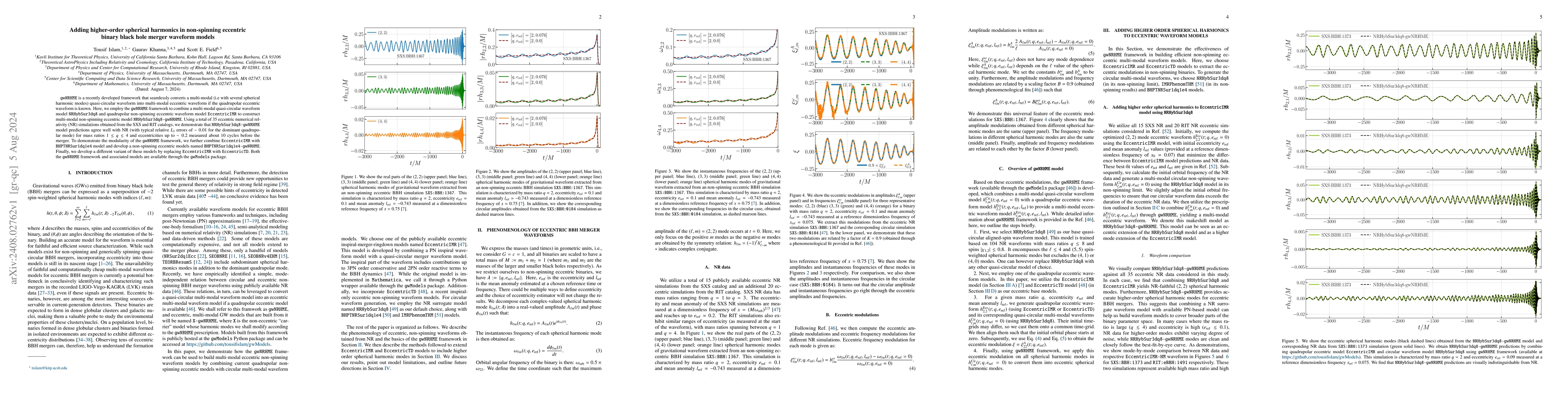 Thumbnail for Adding higher-order spherical harmonics in non-spinning eccentric binary
  black hole merger waveform models