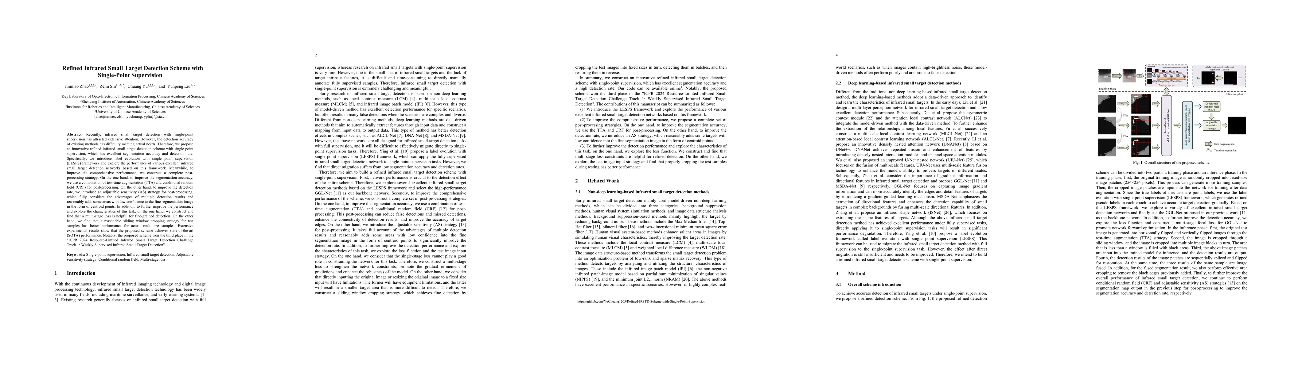 Thumbnail for Refined Infrared Small Target Detection Scheme with Single-Point
  Supervision