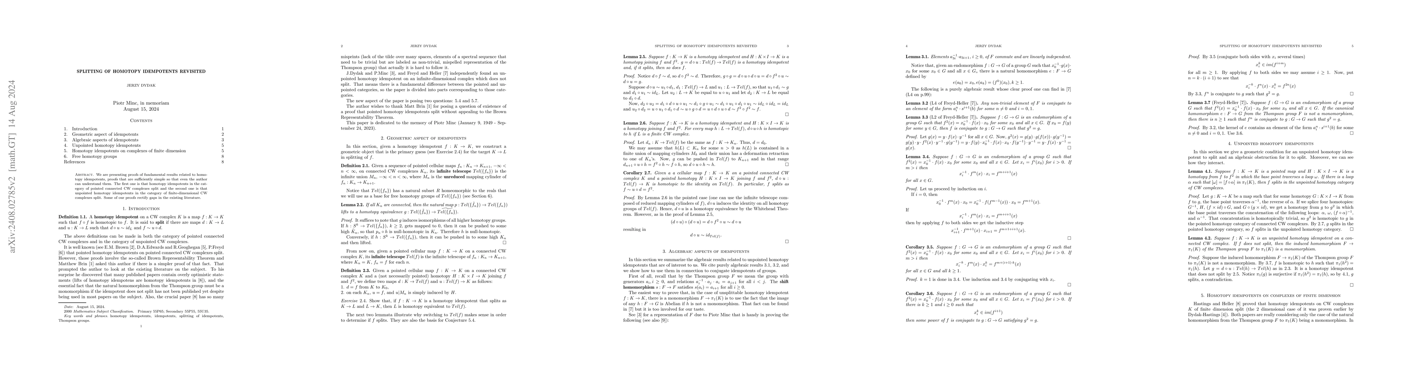 Thumbnail for Splitting of homotopy idempotents revisited