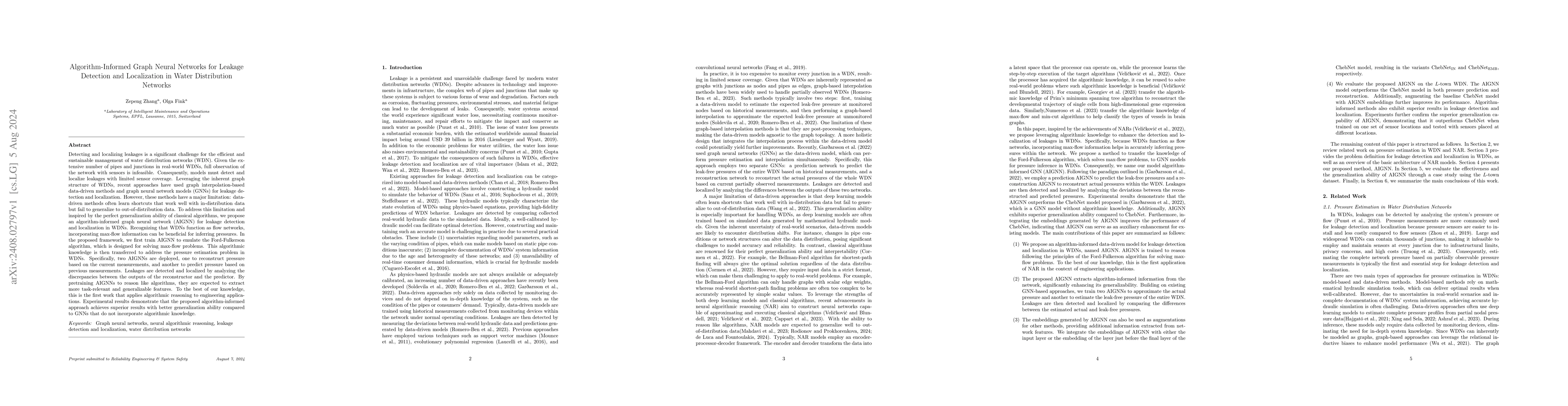 Thumbnail for Algorithm-Informed Graph Neural Networks for Leakage Detection and
  Localization in Water Distribution Networks