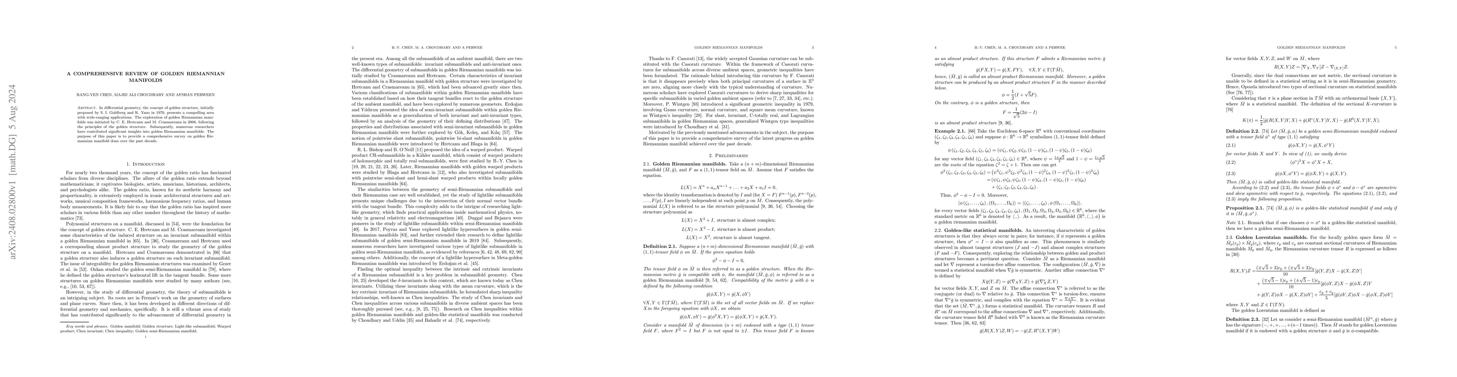 Thumbnail for A comprehensive review of golden Riemannian manifolds
