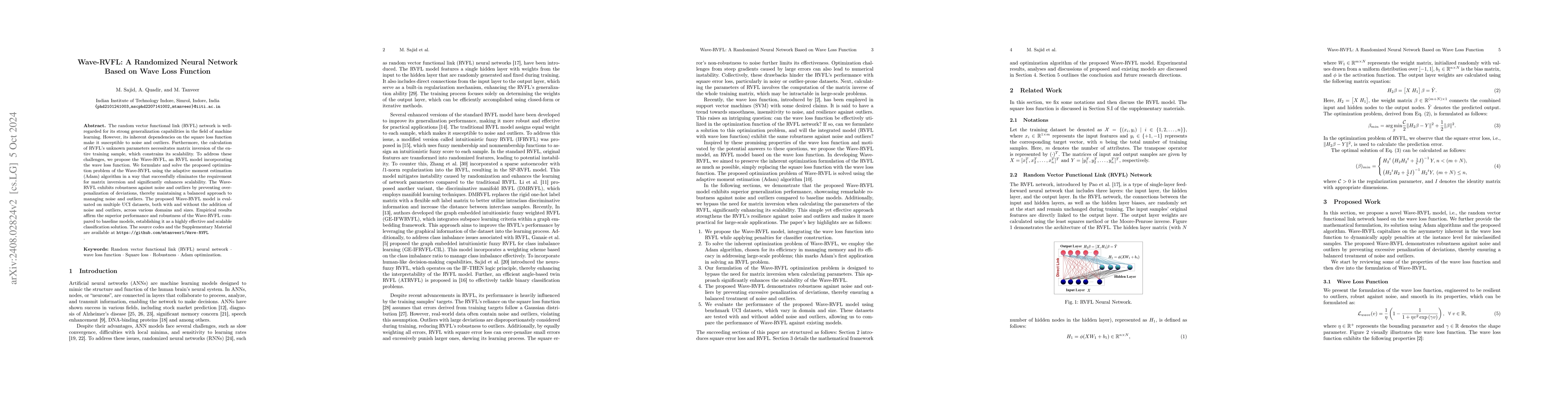 Thumbnail for Wave-RVFL: A Randomized Neural Network Based on Wave Loss Function