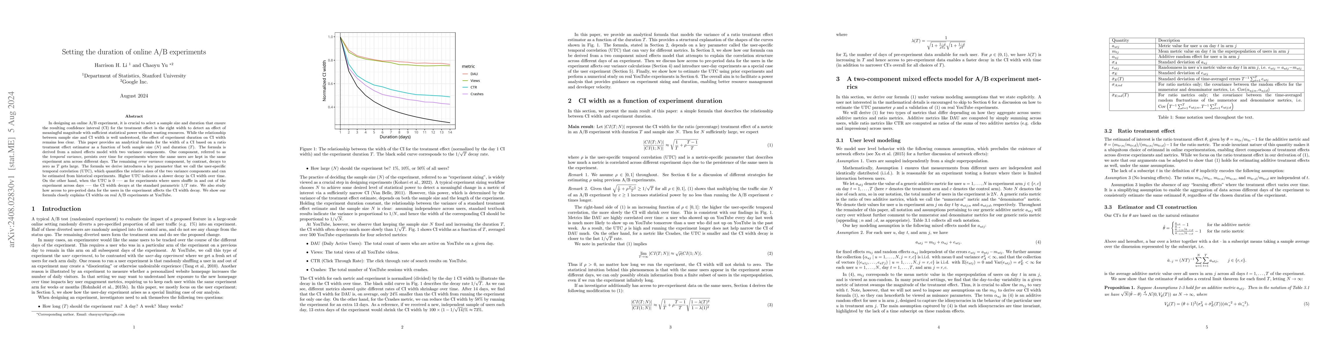 Thumbnail for Setting the duration of online A/B experiments