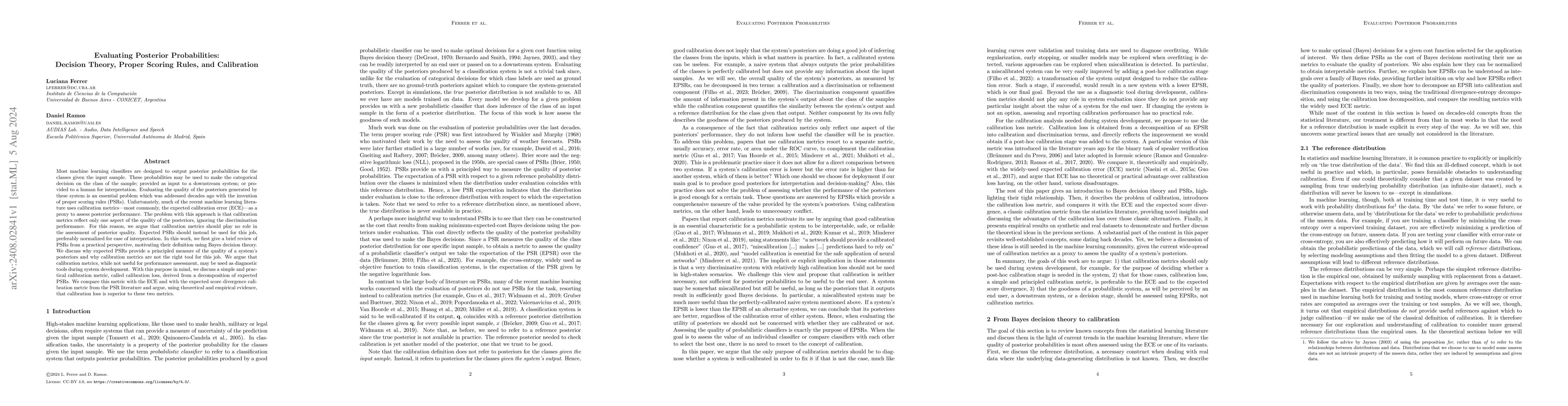 Thumbnail for Evaluating Posterior Probabilities: Decision Theory, Proper Scoring
  Rules, and Calibration