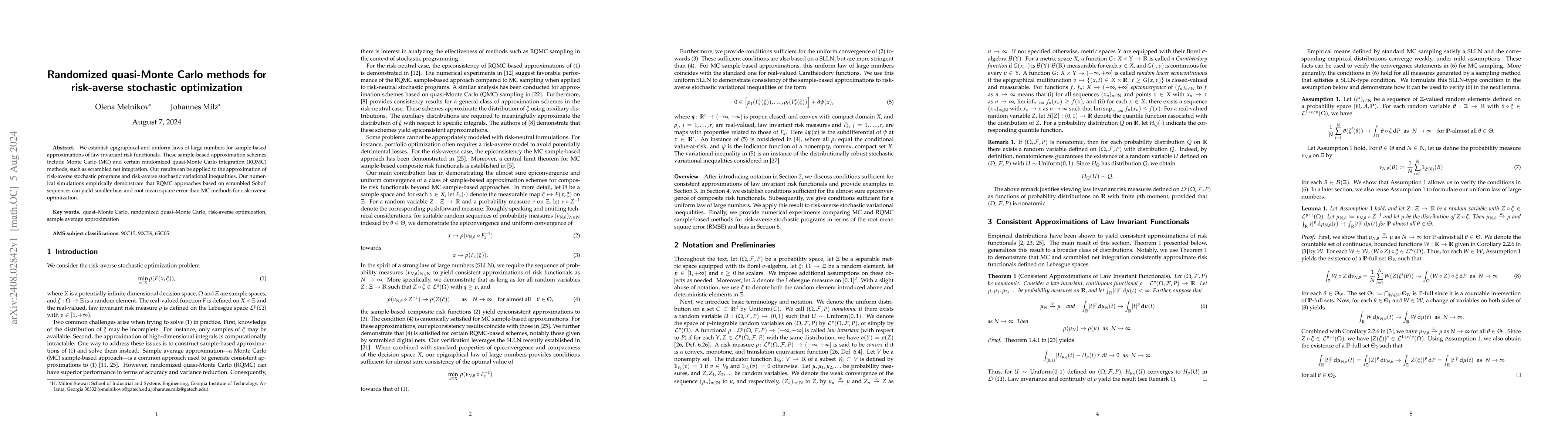 Thumbnail for Randomized quasi-Monte Carlo methods for risk-averse stochastic
  optimization