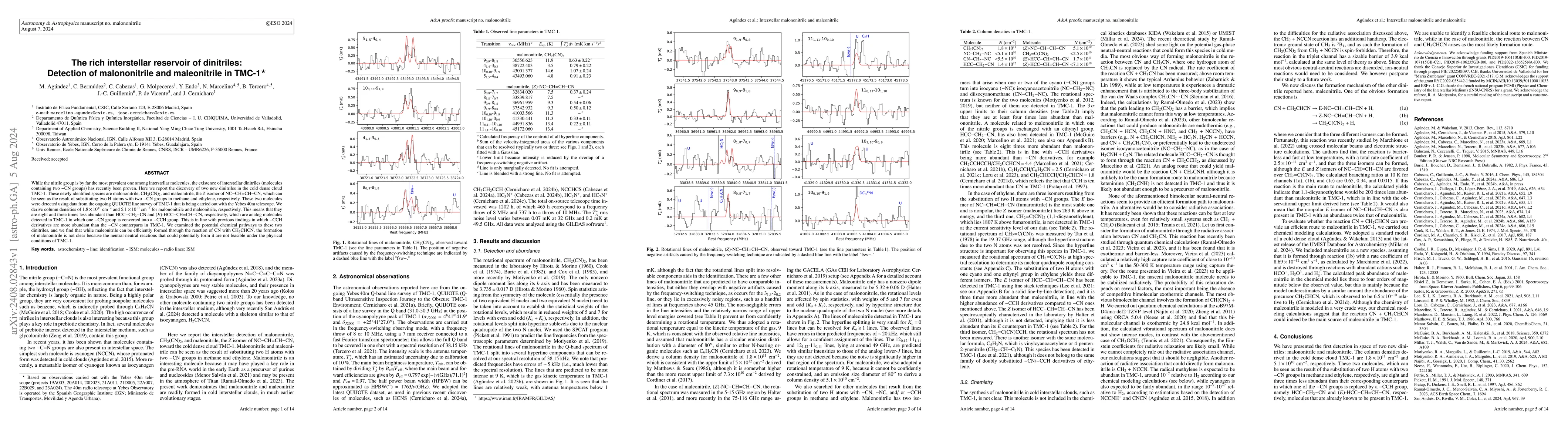 Thumbnail for The rich interstellar reservoir of dinitriles: Detection of
  malononitrile and maleonitrile in TMC-1