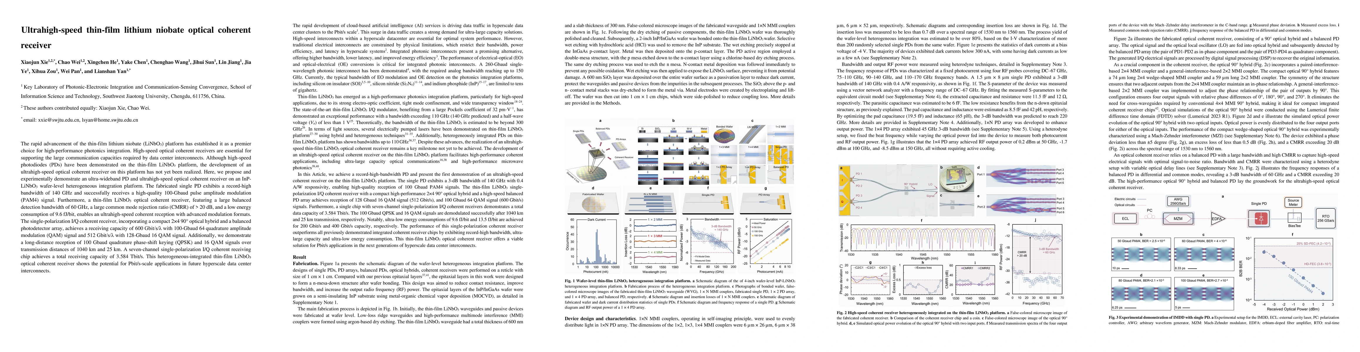 Thumbnail for Ultrahigh-speed thin-film lithium niobate optical coherent receiver