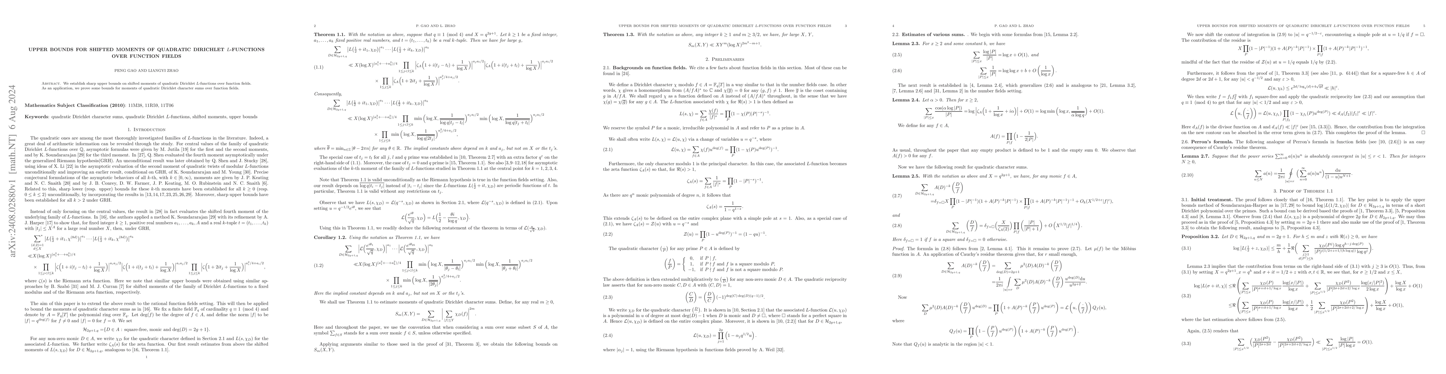 Thumbnail for Upper bounds for shifted moments of quadratic Dirichlet $L$-functions
  over function fields