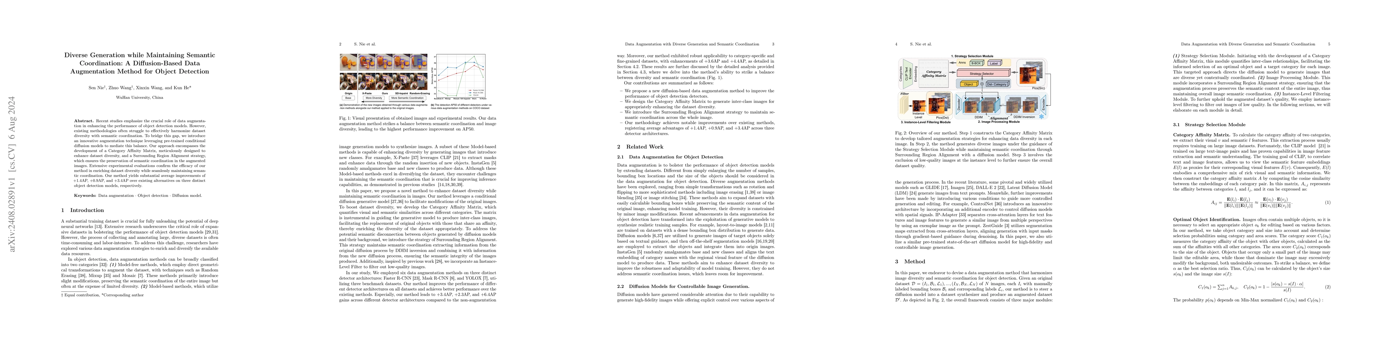 Thumbnail for Diverse Generation while Maintaining Semantic Coordination: A
  Diffusion-Based Data Augmentation Method for Object Detection