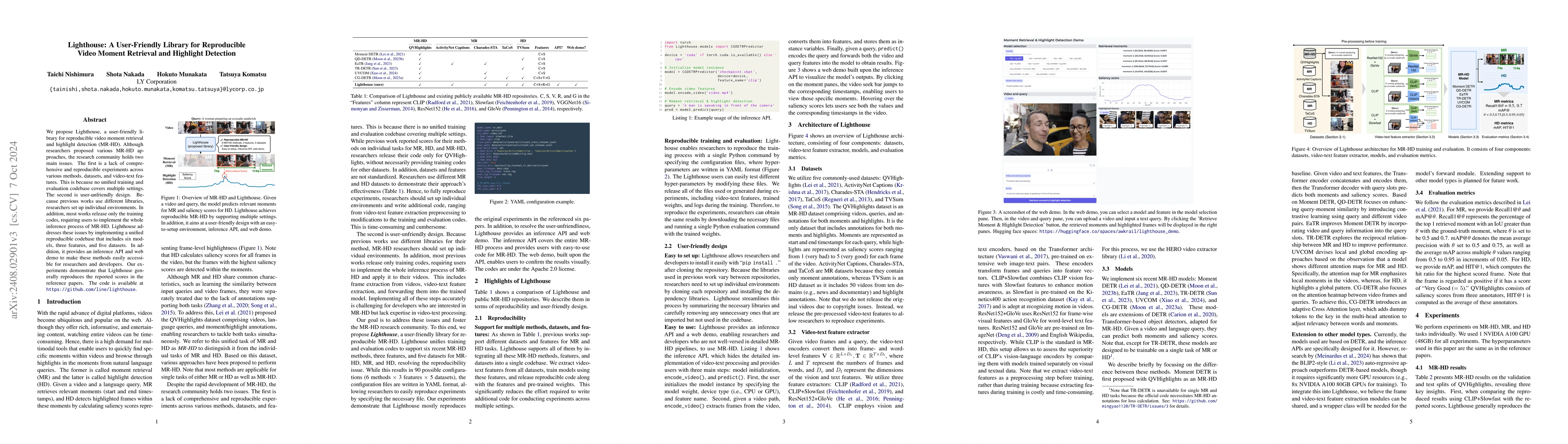 Thumbnail for Lighthouse: A User-Friendly Library for Reproducible Video Moment
  Retrieval and Highlight Detection