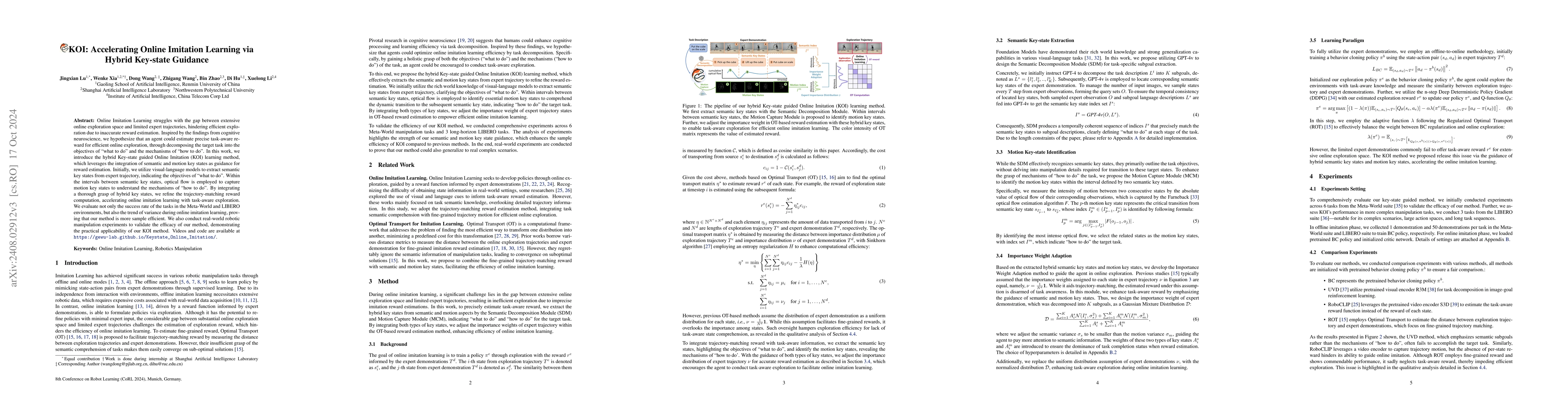 Thumbnail for KOI: Accelerating Online Imitation Learning via Hybrid Key-state
  Guidance