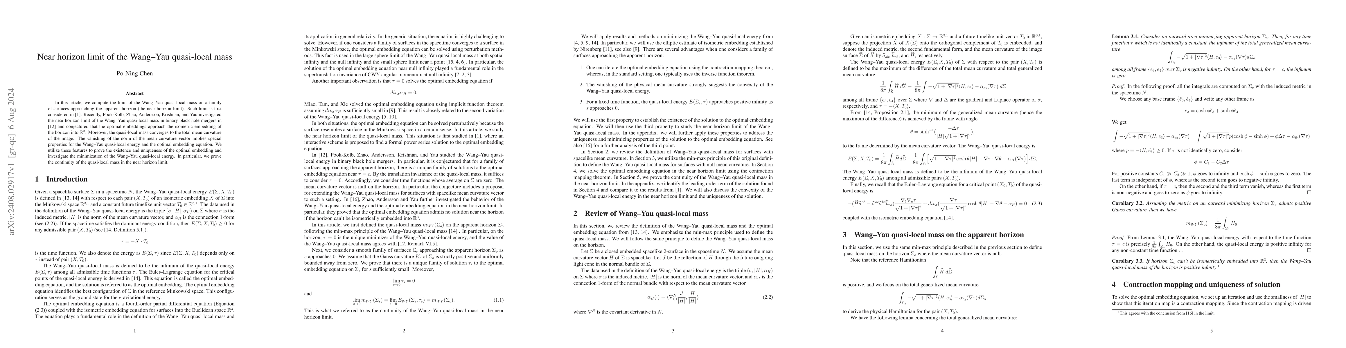 Thumbnail for Near horizon limit of the Wang--Yau quasi-local mass