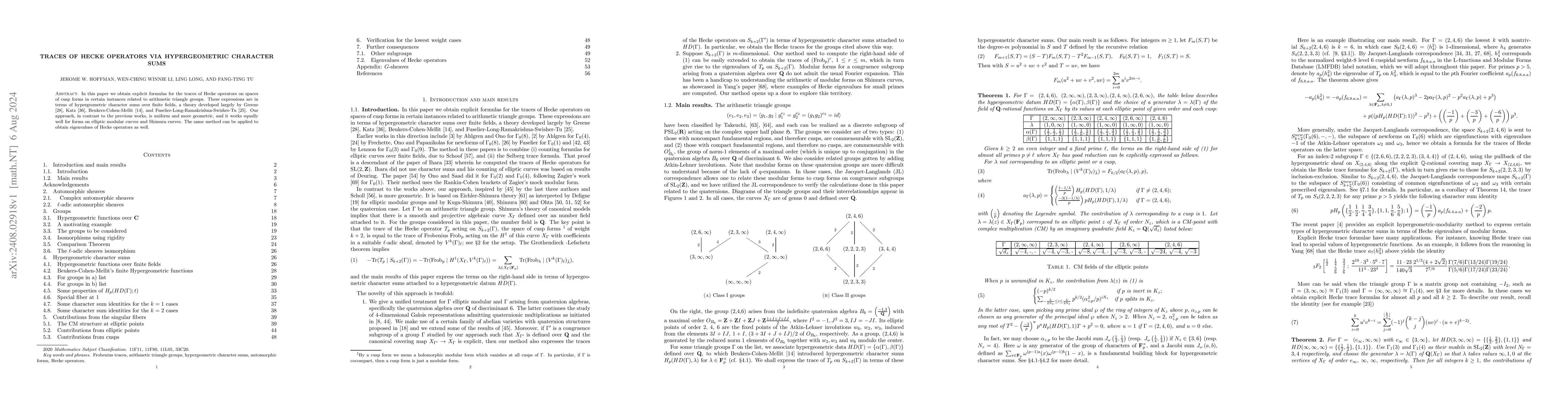 Thumbnail for Traces of Hecke Operators via Hypergeometric Character Sums