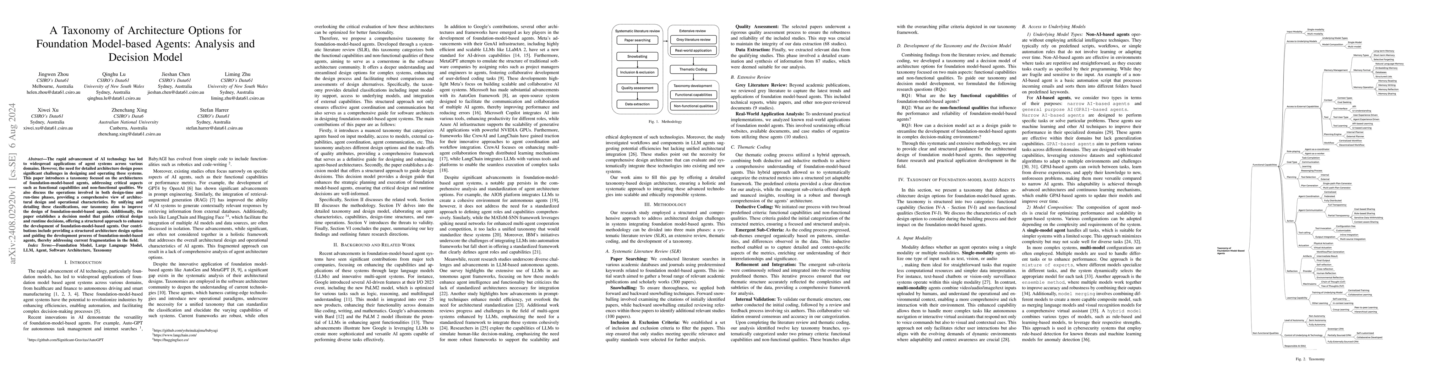 Thumbnail for A Taxonomy of Architecture Options for Foundation Model-based Agents:
  Analysis and Decision Model