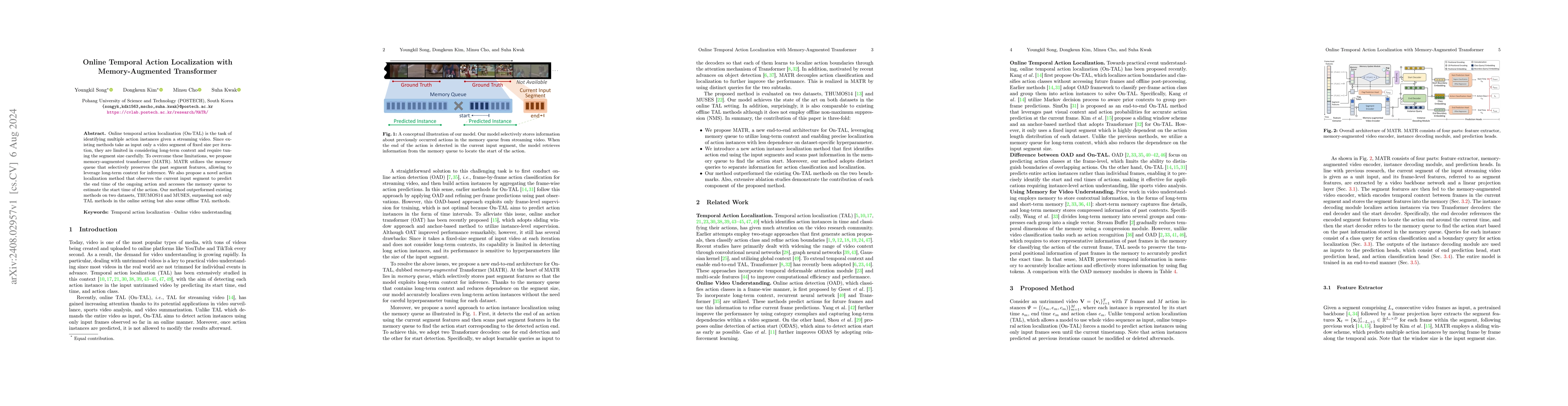 Thumbnail for Online Temporal Action Localization with Memory-Augmented Transformer
