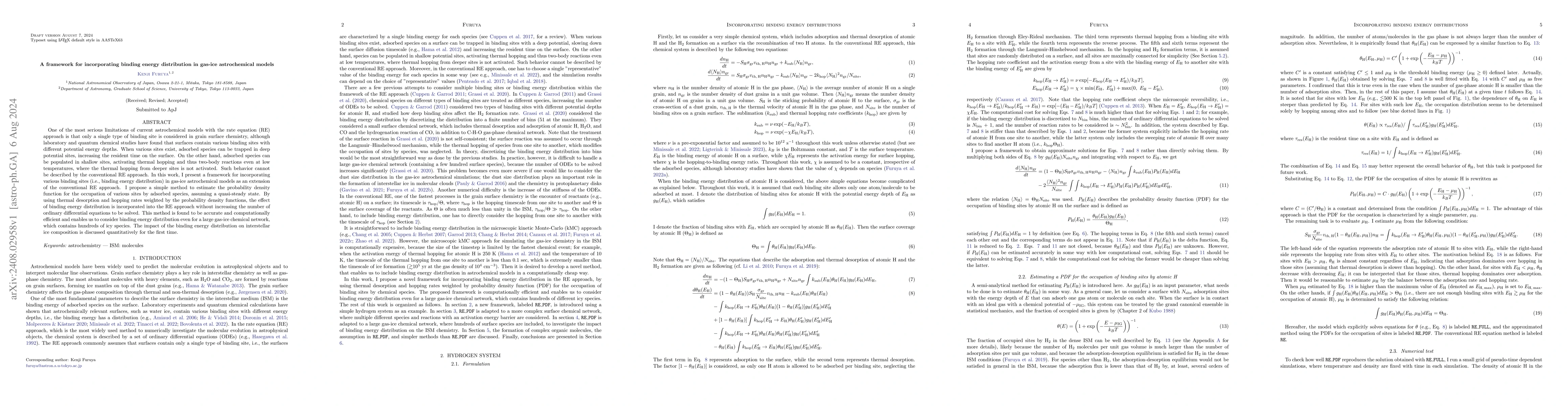 Thumbnail for A framework for incorporating binding energy distribution in gas-ice
  astrochemical models