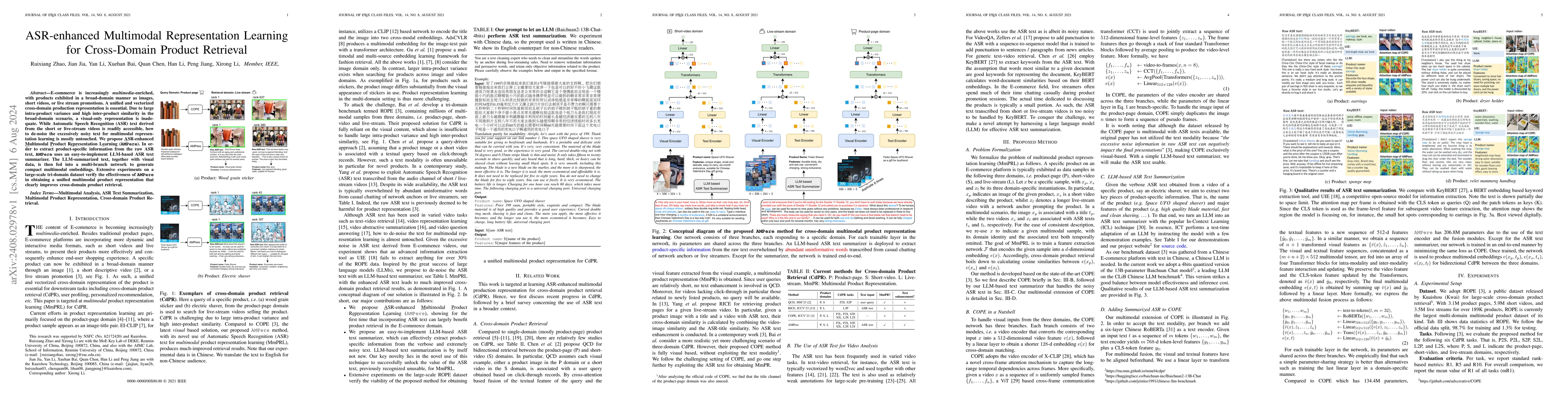 Thumbnail for ASR-enhanced Multimodal Representation Learning for Cross-Domain Product
  Retrieval