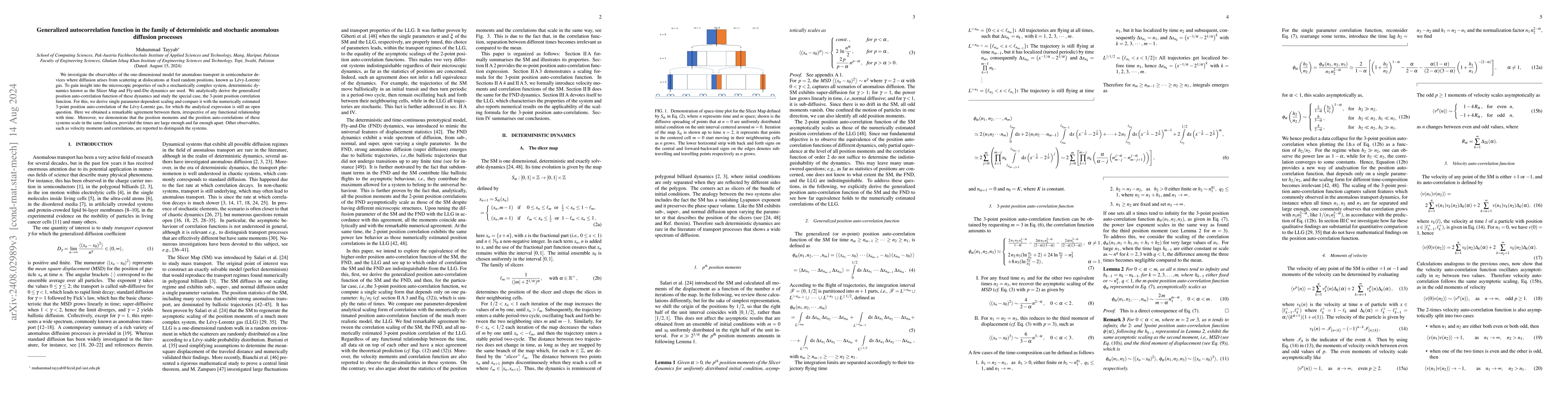 Thumbnail for Generalized autocorrelation function in the family of deterministic and
  stochastic anomalous diffusion processes