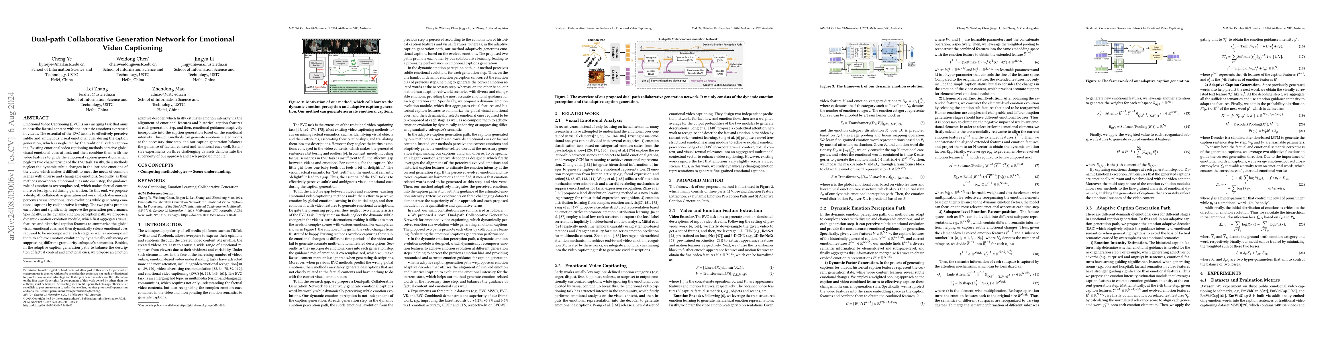 Thumbnail for Dual-path Collaborative Generation Network for Emotional Video
  Captioning