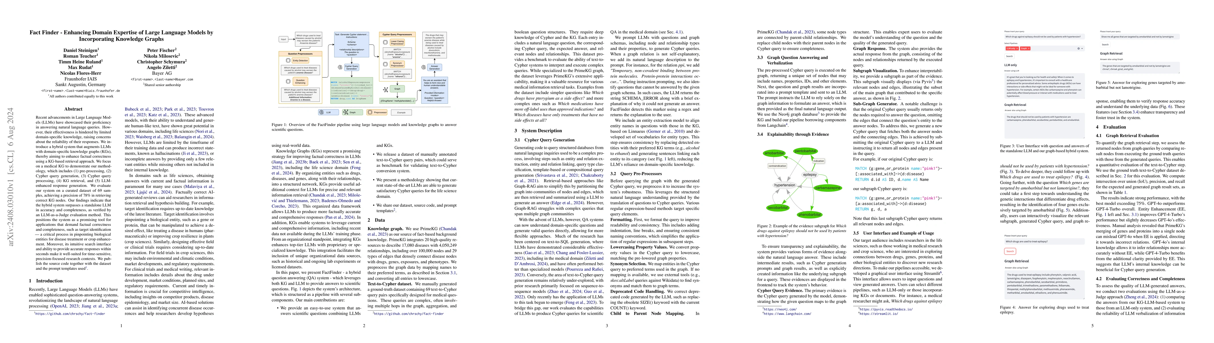Thumbnail for Fact Finder -- Enhancing Domain Expertise of Large Language Models by
  Incorporating Knowledge Graphs