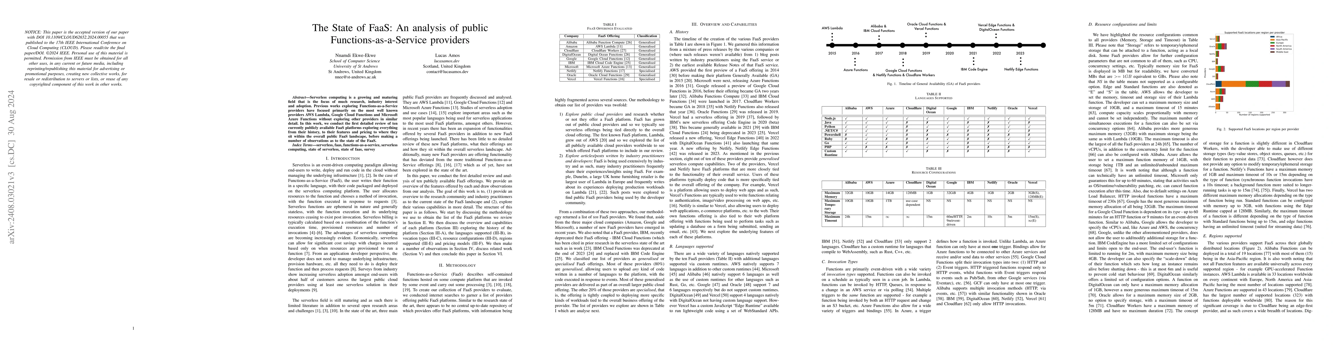 Thumbnail for The State of FaaS: An analysis of public Functions-as-a-Service
  providers