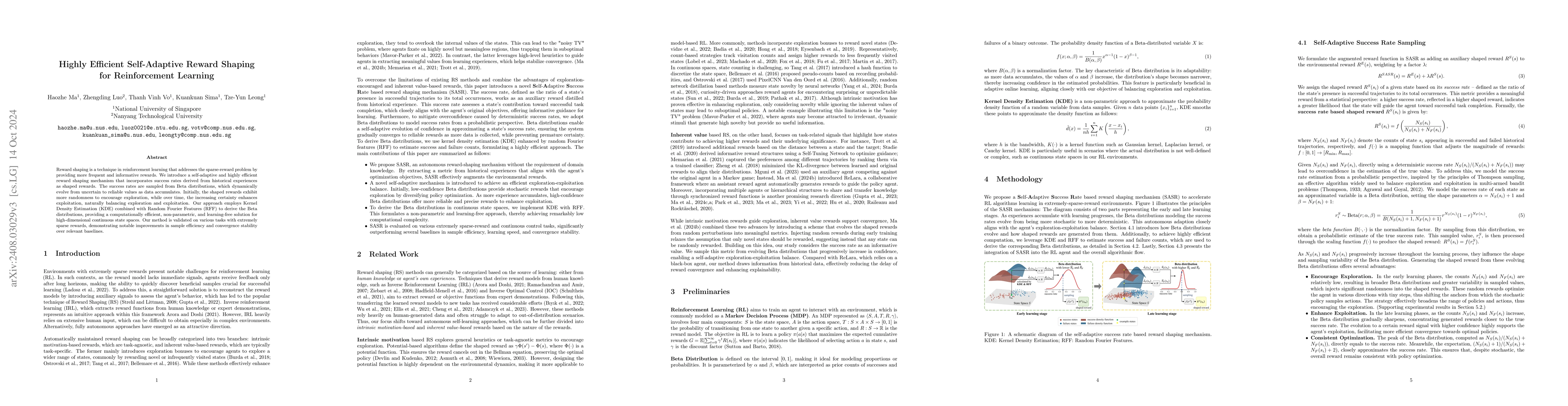 Thumbnail for Highly Efficient Self-Adaptive Reward Shaping for Reinforcement Learning