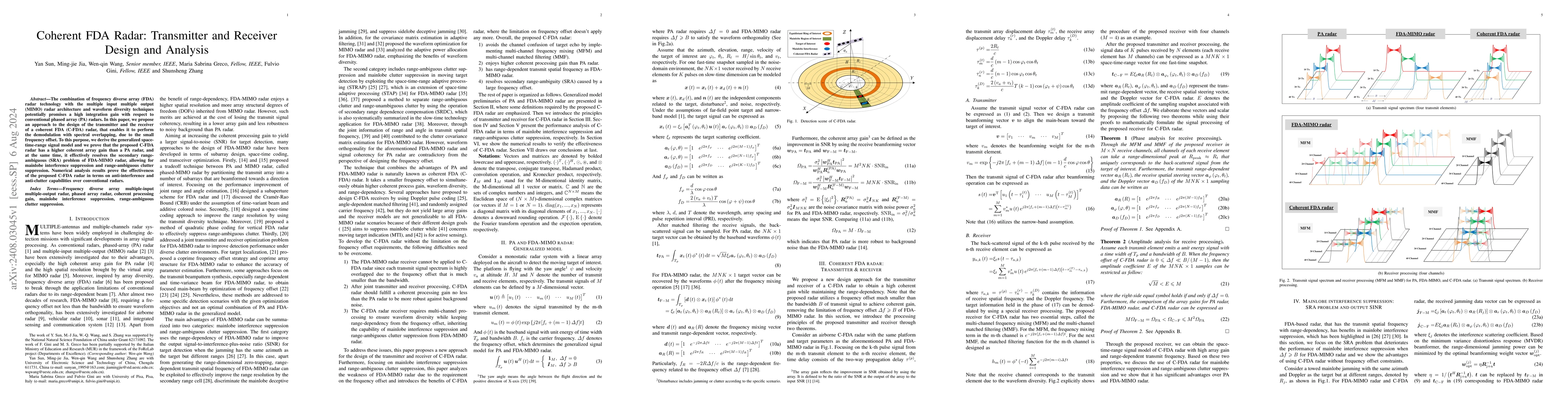 Thumbnail for Coherent FDA Radar: Transmitter and Receiver Design and Analysis