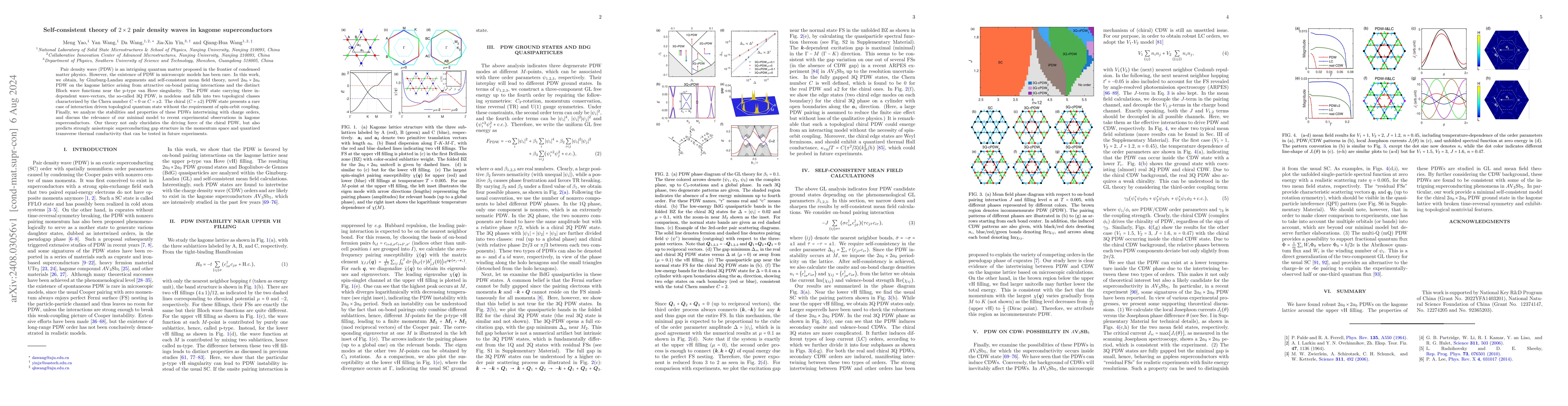 Thumbnail for Self-consistent theory of $2\times2$ pair density waves in kagome
  superconductors