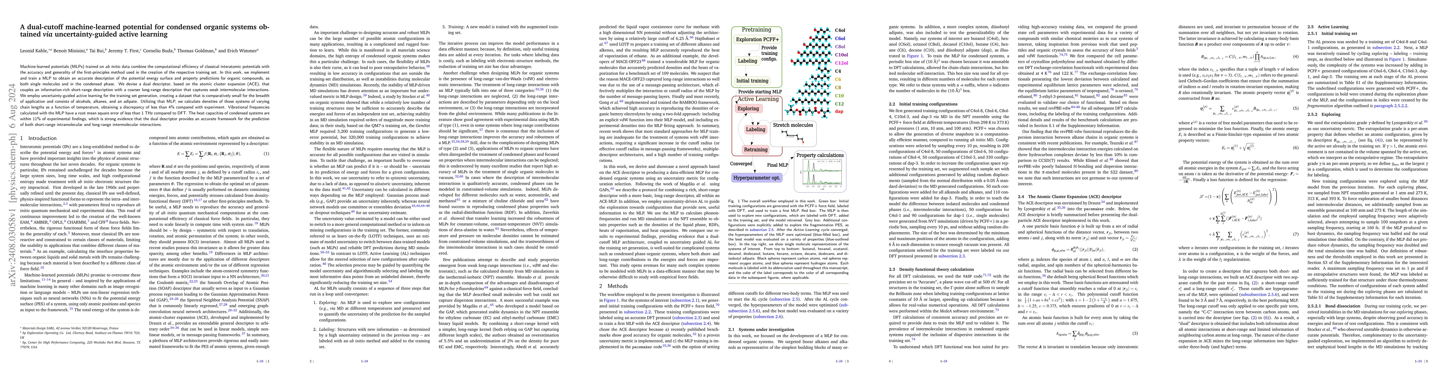 Thumbnail for A dual-cutoff machine-learned potential for condensed organic systems
  obtained via uncertainty-guided active learning