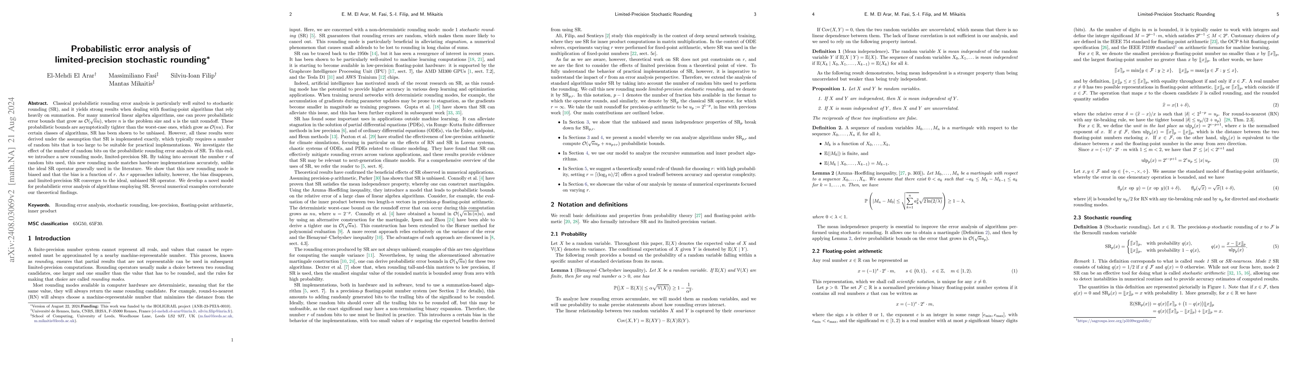 Thumbnail for Probabilistic error analysis of limited-precision stochastic rounding
