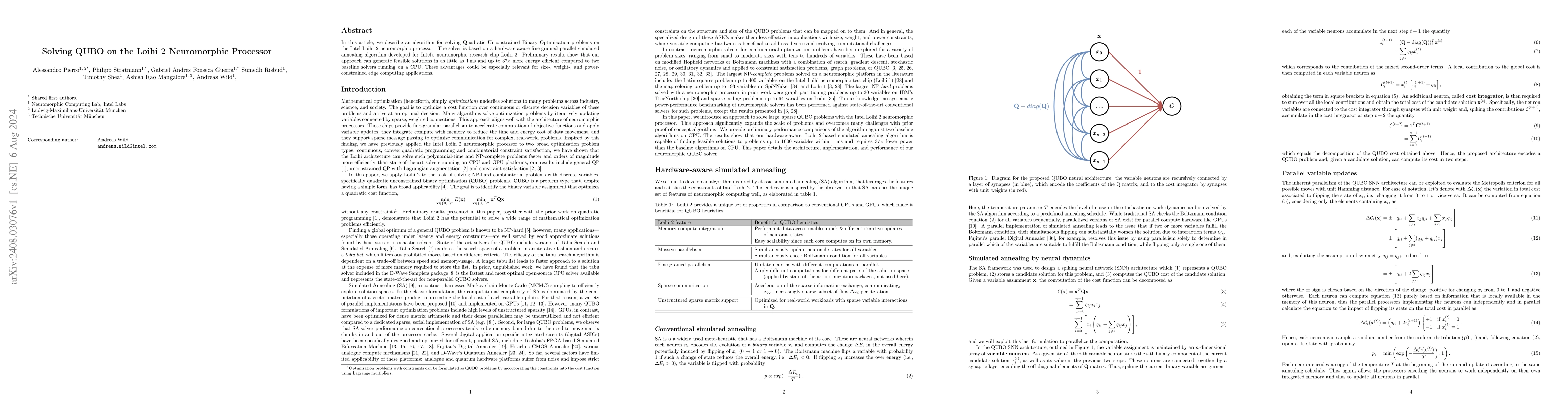 Thumbnail for Solving QUBO on the Loihi 2 Neuromorphic Processor