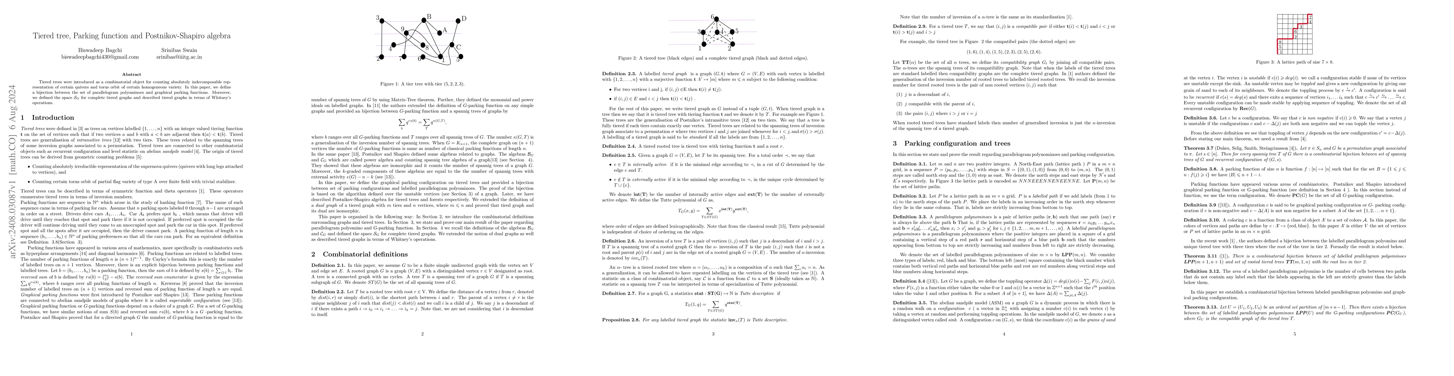 Thumbnail for Tiered tree, Parking function and Postnikov-Shapiro algebra